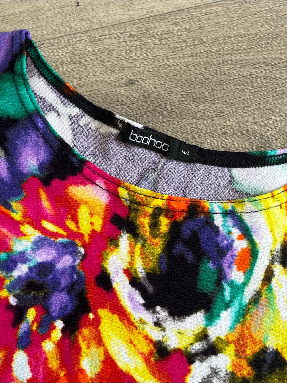 Boohoo Bright Floral Crew Neck Top - Multicolor